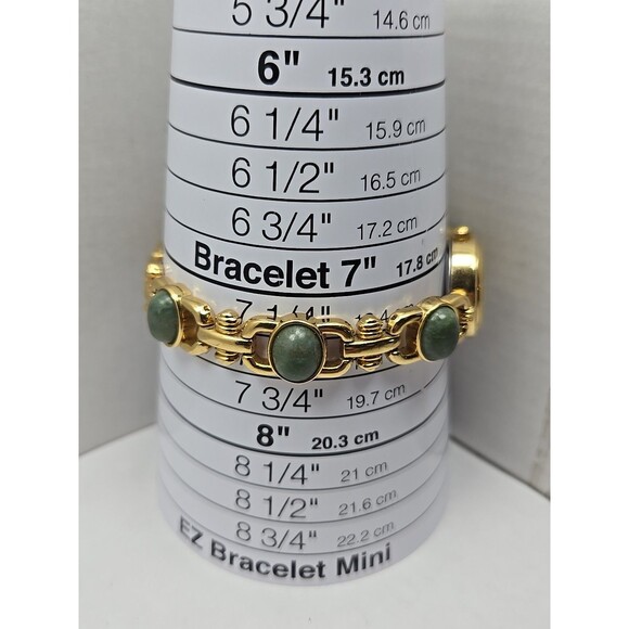 Elgin II Womens Gold Tone Jade Color Bracelet Watch MOP Dial Quartz New Battery - Picture 7 of 10